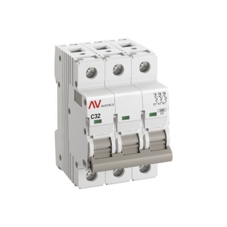 Выключатель автоматический модульный 3п C 32А 10кА AV-10 AVERES EKF mcb10-3-32C-av