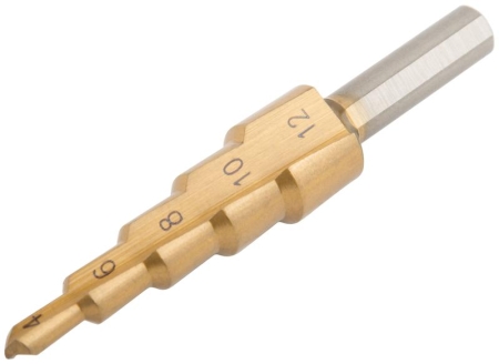 Сверло ступенчатое HSS по металлу 5 ступеней 4-12мм MOS 36381М