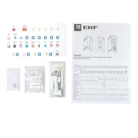 Щит комбинированный встраив. Nova 2 DIN-рейки + 2 монтаж. платы 4 габарит IP41 с пластик. дверью EKF nv-cb-pd-2+2