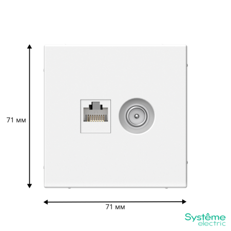 Розетка компьютерная + телевизионная 2-м СП ArtGallery RJ45 кат.5E + TV механизм бел. SE GAL000189