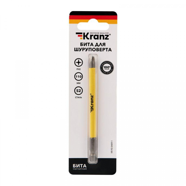 Бита для шуруповерта PH2х110мм (уп.1шт) Kranz KR-92-0409-1