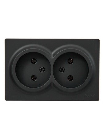 Розетка 2-м ОП LETO без заземл. закрытый корпус ПБТ черн. бархат LEZARD 752-4200-128B