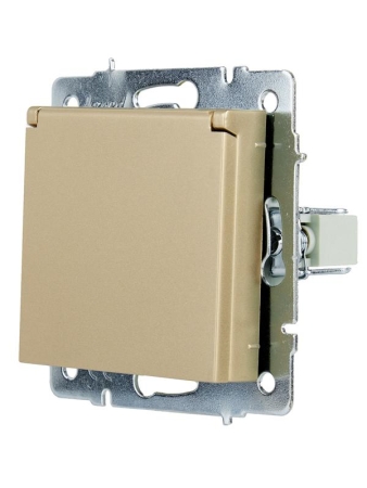 Розетка с заземл. VESNA с крышкой ПБТ зол. LEZARD 742-3688-123B