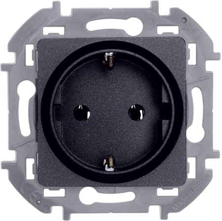 Розетка 1-м СП Inspiria 16А IP20 250В 2P+E немецк. стандарт механизм антрацит IEK 673723