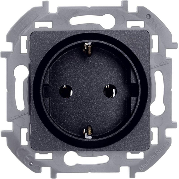 Розетка 1-м СП Inspiria 16А IP20 250В 2P+E немецк. стандарт механизм антрацит IEK 673723