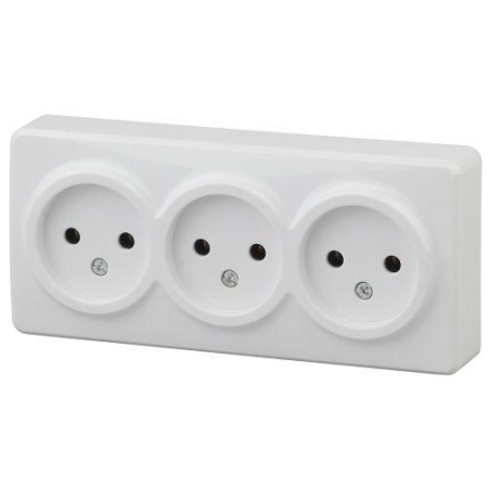 Розетка 3-м ОП Эра Эксперт 11-2207-01 16А IP20 250В 3х2P бел. Эра Б0020697