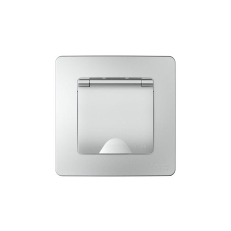 Розетка 1-м СП Blanca 16А IP44 250В с заземл. защ. шторки с крышкой алюм. SE BLNRS441113