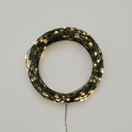 Гирлянда светодиодная "Роса" 50м 500LED тепл. бел. IP20 230В с контроллером провод зел. Neon-Night 303-286