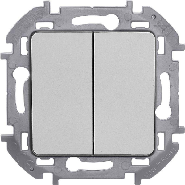 Выключатель 2-кл. Inspiria 10А IP20 250В 10AX механизм алюм. IEK 673622