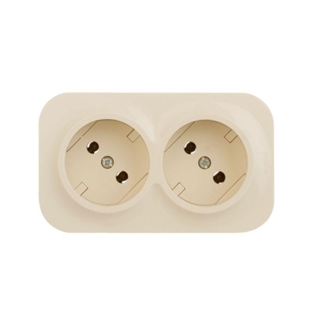 Розетка 2-м ОП Quteo 16А IP20 250В 2х2P без заземл. без защ. шторок сл. кость IEK 782261