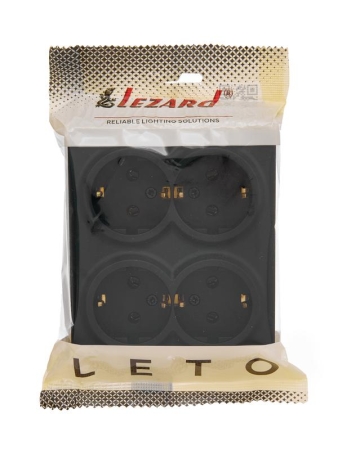 Розетка 4-м ОП LETO с заземл. закрытый корпус ПБТ черн. бархат LEZARD 752-4200-127BDP