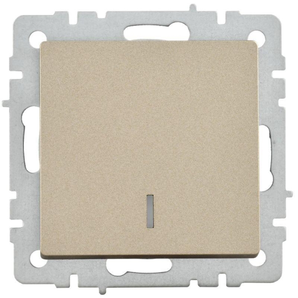 Выключатель 1-кл. СП BRITE ВС10-1-1-БрШ 10А с индик. механизм шампань IEK BR-V10-1-10-K37