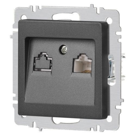 Розетка компьютерная 1-м СП Accent 6-303-07 RJ45 IP20 графит Intro Б0063638