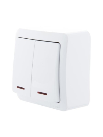 Выключатель 2-кл. 1п ОП Viola 10А IP20 с подсветкой бел. LEZARD 751-0200-112