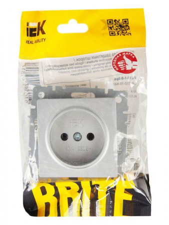 Розетка BRITE РС10-1-0-БрА 10А без заземл. без защ. шторок механизм алюм. IEK BR-R10-10-K47