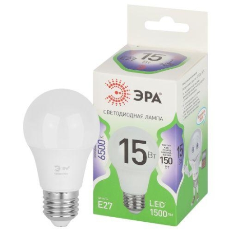 Лампа светодиодная GREEN LINE A60-15W-865-E27 GL 15Вт груша 6500К свет холод. E27 Эра Б0067098