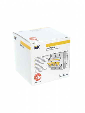 Выключатель автоматический модульный 3п C 80А 10кА ВА47-100 KARAT IEK MVA40-3-080-C