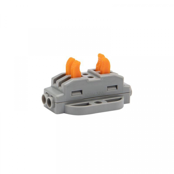 Клемма строительно-монтажная СМК проходная 222-422P 2п 0.08-4кв.мм с монтажной площадкой сер. (блист.5шт) Rexant 07-6262-5