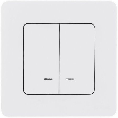 Выключатель 2-кл. Inspiria 10А IP20 250В 10AX с подсветкой/индикацией механизм бел. IEK 673630