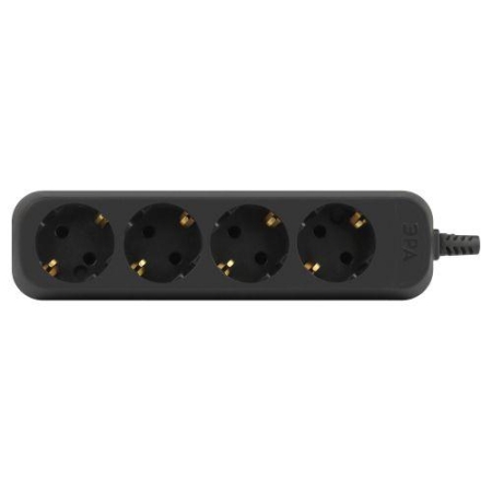 Колодка удлинителя 4-м с заземл. черн. KX-4e-B Эра Б0061730