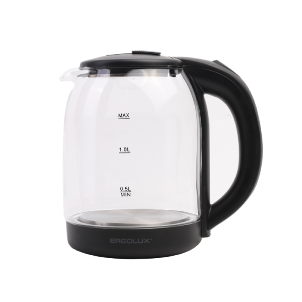 Чайник стеклянный ELX-KG05-C02 черн. ПРОМО Ergolux 14922