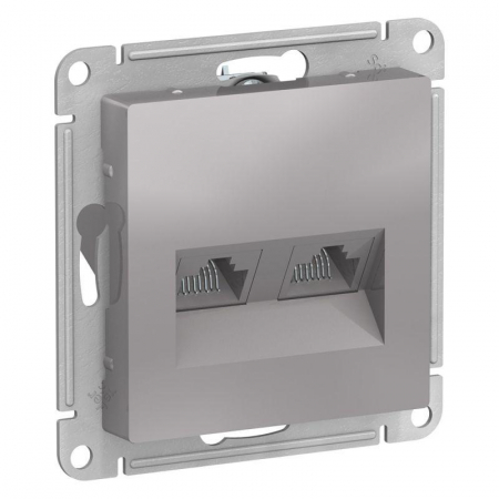 Розетка компьютерная 2-м AtlasDesign RJ45 кат.5E механизм алюм. SE ATN000385