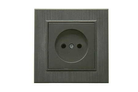Розетка 1-м Karea LINE STAR без заземл. дым. металлик Makel 86050022