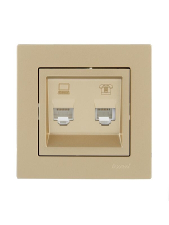 Розетка компьютер+телефон VESNA зол. LEZARD 742-3688-143