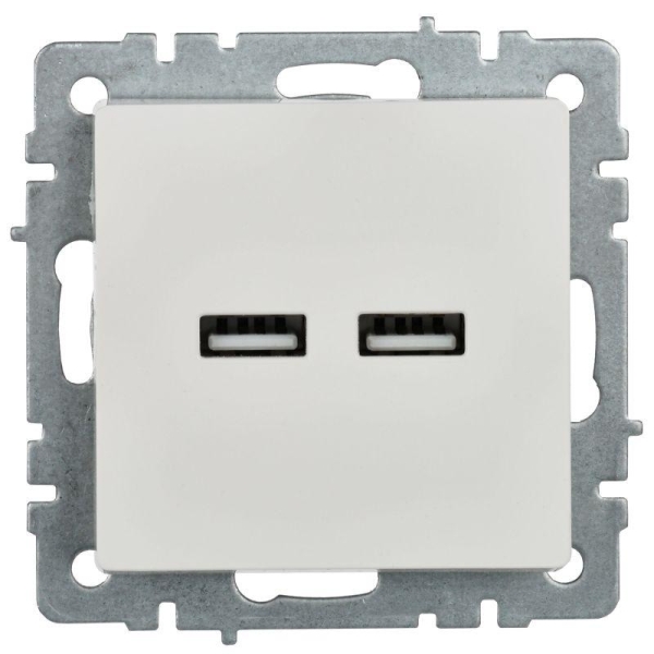 Розетка BRITE USB A+A 3.1А РЮ10-1-БрБ механизм бел. IEK BR-U21-D31-K01