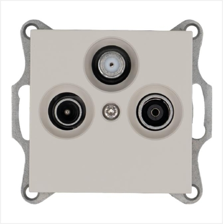 Розетка телевизионная оконечная TV + FM + SAT 3-м Ф9.5мм механизм тауп Jasmart G6206T