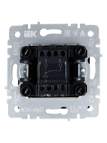 Выключатель проходной 1-кл. СП BRITE ВС10-1-6-БрТБ 10А механизм бронза IEK BR-V12-0-10-K45