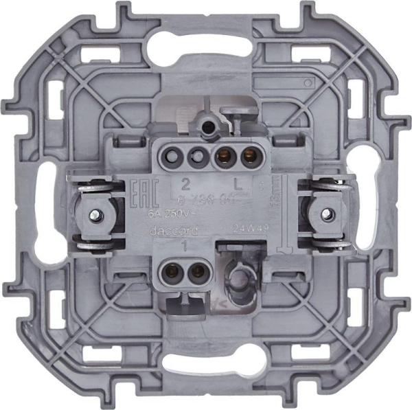 Выключатель кнопочный Inspiria 6А 250В без фиксации НО/НЗ механизм бел. IEK 673690