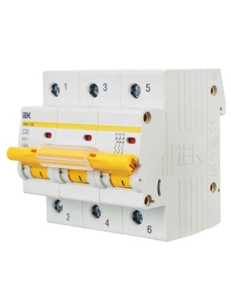 Выключатель автоматический модульный 3п C 32А 10кА ВА47-100 KARAT IEK MVA40-3-032-C