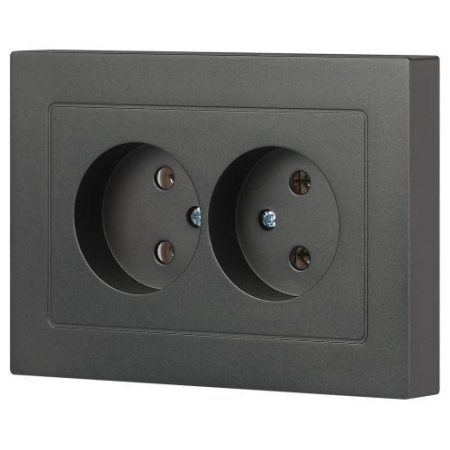 Розетка 2-м СП Accent 6-204-07 16А IP20 250В 2P AL/CU графит Intro Б0063435
