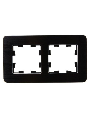Рамка 2-м BRITE РУ-2-1-Бр метал. черн. RE AL IEK BR-M22-M-21-K02