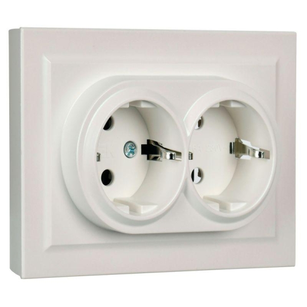 Розетка 2-м СП BRITE РС12-3-БрЖ 16А в сборе с заземл. без защ. шторок жемчуж. IEK BR-R21-16-K36-F