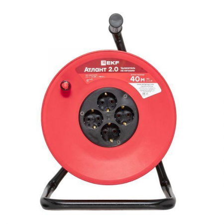 Удлинитель на катушке 4х40м без заземл. 6А IP20 Атлант 2.0 1.3кВт ПВС 2х0.75 PROxima EKF UKA02-06-275-4-40