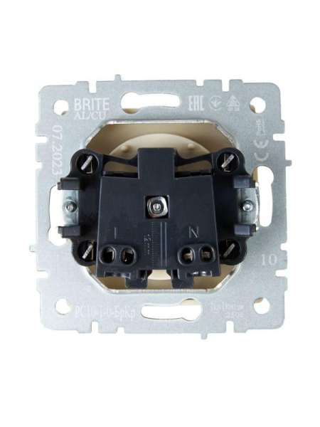 Розетка BRITE РС10-1-0-БрКр 10А без заземл. без защ. шторок механизм беж. IEK BR-R10-10-K10