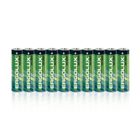 Элемент питания солевой R 6 SR10 пальчиковая батарейка AA 1.5В (уп.10шт) Ergolux 15120