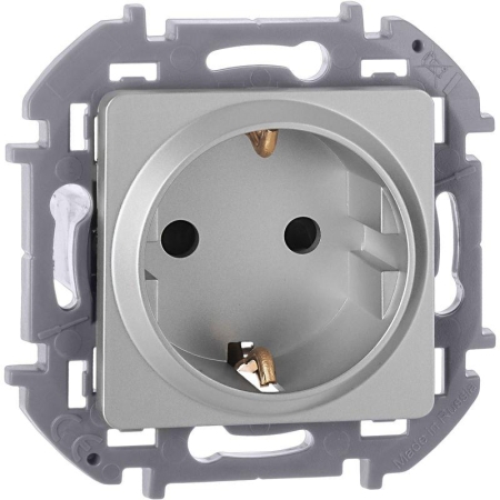 Розетка 1-м СП Inspiria 16А IP20 250В 2P+E защ. шторки немецк. стандарт механизм алюм. IEK 673732