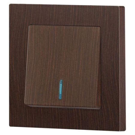 Выключатель 1-кл. СП Accent 6-102-10 10А IP20 250В с подсветкой AL/CU венге Intro Б0063449