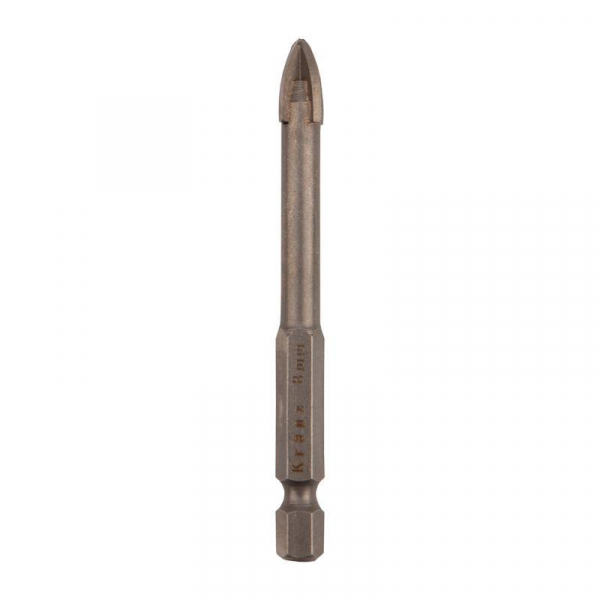 Сверло по стеклу и керамике 8мм 4 грани шестигранный хвостовик Kranz KR-91-0650