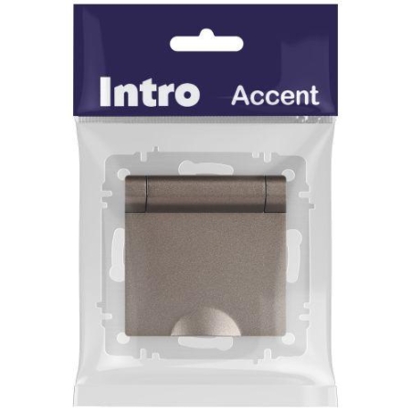 Розетка 1-м СП Accent 6-203-08 16А IP20 250В 2P+E Schuko с крышкой AL/CU Accent бронза Intro Б0063436