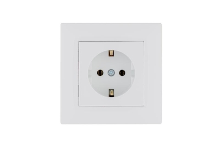 Розетка 1-м керамика Karea RIZZ с заземл. бел. Makel 88001008