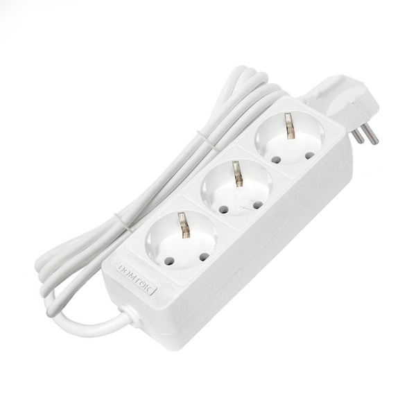 Удлинитель 3х3м с заземл. 16А IP20 3.5кВт ПВС 3х1 бел. DOMTOK 2391
