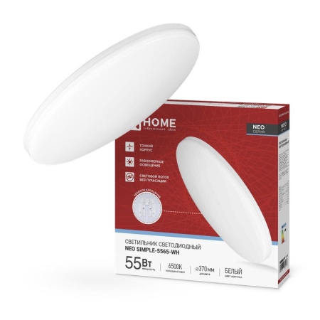 Светильник светодиодный NEO SIMPLE-5565-WH 55Вт 6500К 4400лм 230В 375х59мм бел. IN HOME 4690612060828