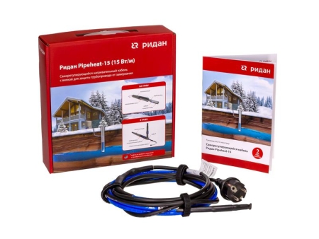 Кабель нагревательный саморег. Pipeheat-15 30Вт 2м с вилкой Ридан 21RT0800R