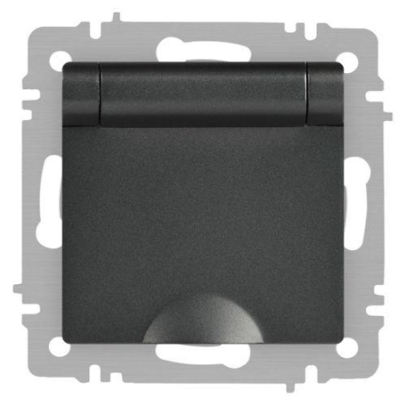 Розетка 1-м СП Accent 6-203-07 16А IP20 250В 2P+E Schuko с крышкой AL/CU графит Intro Б0063441