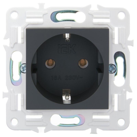 Розетка SKANDY 16А с заземл. без защ. шторок SK-R05G графит IEK SK-R11-16-K53