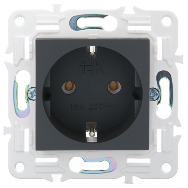 Розетка SKANDY 16А с заземл. без защ. шторок SK-R05G графит IEK SK-R11-16-K53